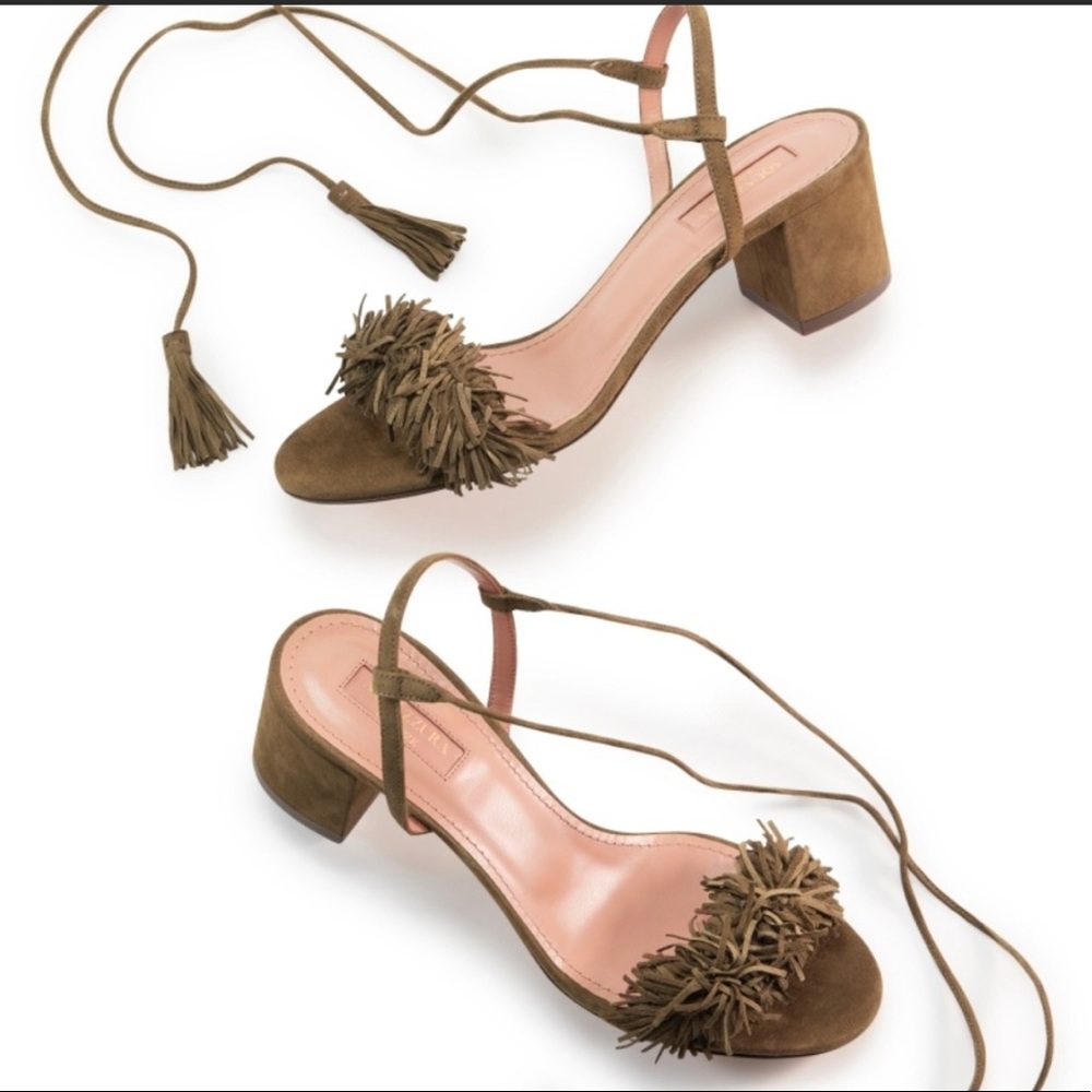 Aquazzura Wild Thing City Block Fringe Sandal sz 40